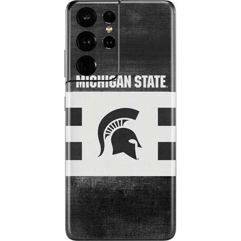 Michigan State University Black and White Stripes Galaxy S21 Ultra 5G Skin