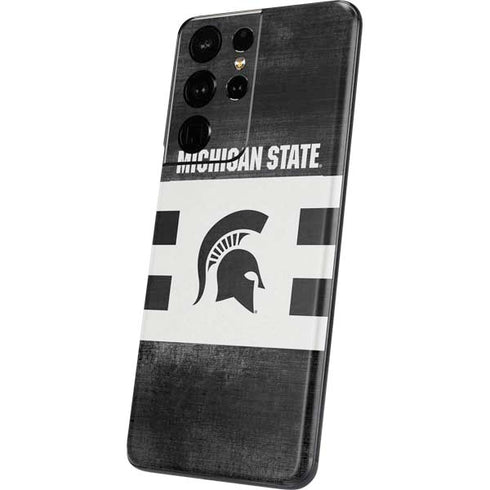 Michigan State University Black and White Stripes Galaxy S21 Ultra 5G Skin