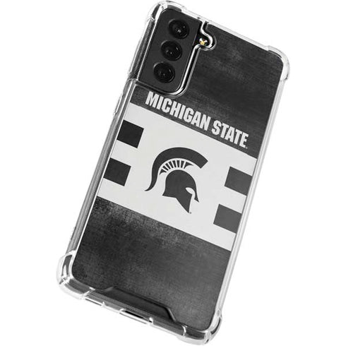 Michigan State University Black and White Stripes Galaxy S22 Clear Case