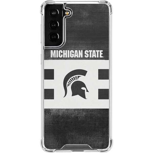 Michigan State University Black and White Stripes Galaxy S22 Plus Clear Case