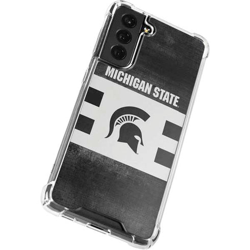 Michigan State University Black and White Stripes Galaxy S22 Plus Clear Case