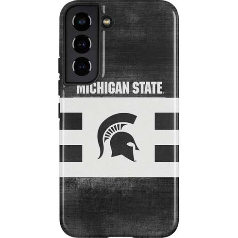Michigan State University Black and White Stripes Galaxy S22 Pro Case