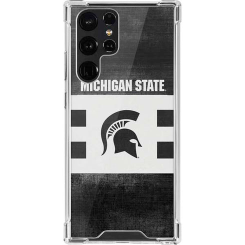 Michigan State University Black and White Stripes Galaxy S22 Ultra Clear Case