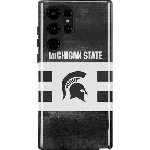 Michigan State University Black and White Stripes Galaxy S22 Ultra Pro Case