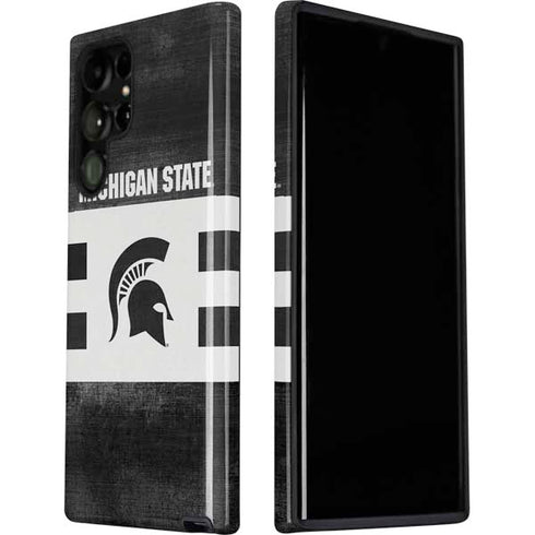 Michigan State University Black and White Stripes Galaxy S22 Ultra Pro Case