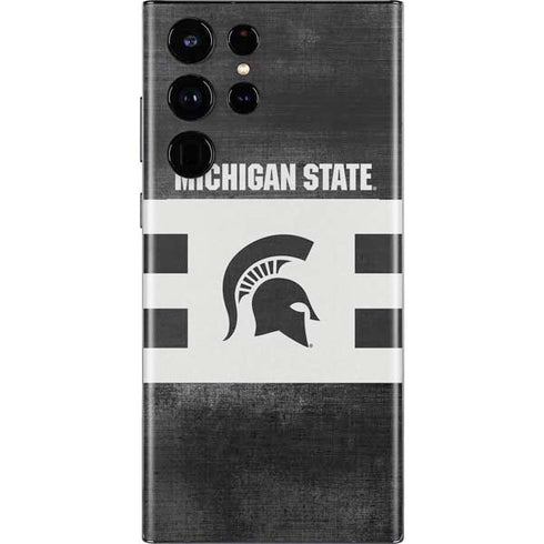 Michigan State University Black and White Stripes Galaxy S22 Ultra Skin