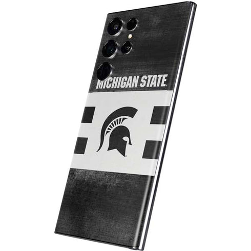 Michigan State University Black and White Stripes Galaxy S22 Ultra Skin