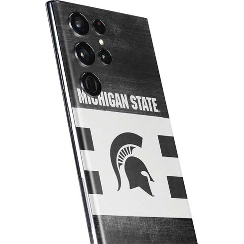Michigan State University Black and White Stripes Galaxy S22 Ultra Skin