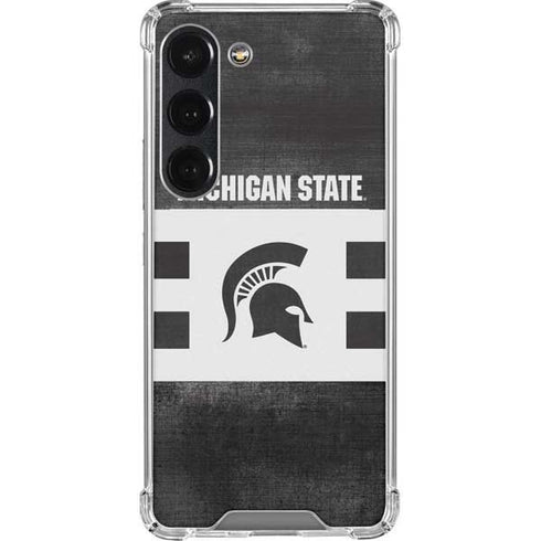 Michigan State University Black and White Stripes Galaxy S23 Clear Case