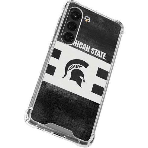 Michigan State University Black and White Stripes Galaxy S23 Clear Case
