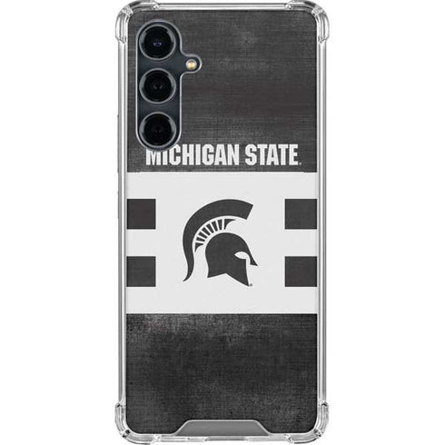 Michigan State University Black and White Stripes Galaxy S23 FE Clear Case