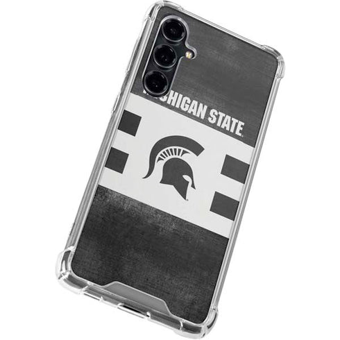 Michigan State University Black and White Stripes Galaxy S23 FE Clear Case