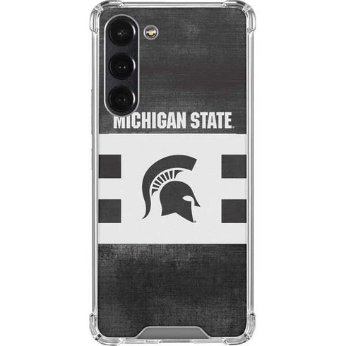 Michigan State University Black and White Stripes Galaxy S23 Plus Clear Case