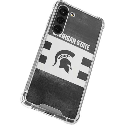 Michigan State University Black and White Stripes Galaxy S23 Plus Clear Case