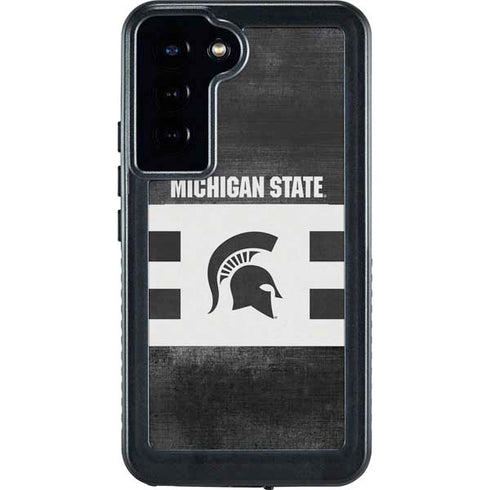 Michigan State University Black and White Stripes Galaxy S23 Plus Waterproof Case