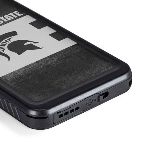 Michigan State University Black and White Stripes Galaxy S23 Plus Waterproof Case