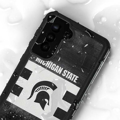 Michigan State University Black and White Stripes Galaxy S23 Plus Waterproof Case