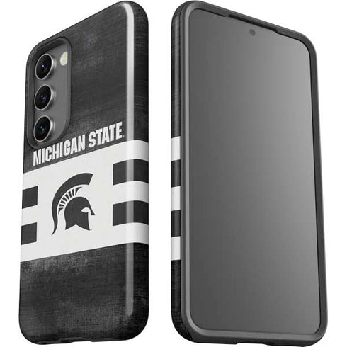 Michigan State University Black and White Stripes Galaxy S23 Pro Case