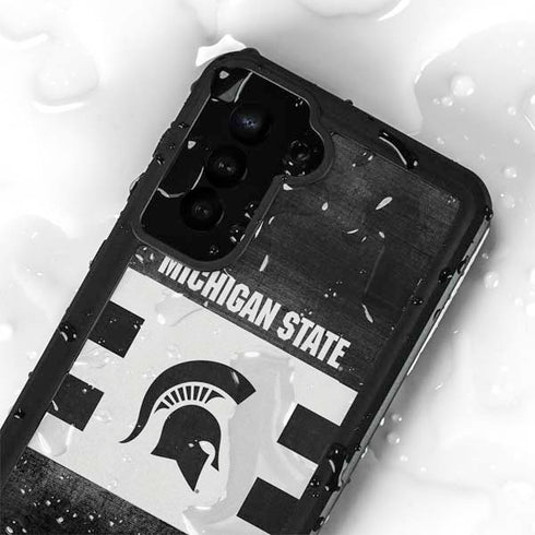 Michigan State University Black and White Stripes Galaxy S23 Waterproof Case