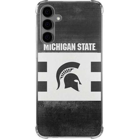 Michigan State University Black and White Stripes Galaxy S24 Plus Clear Case