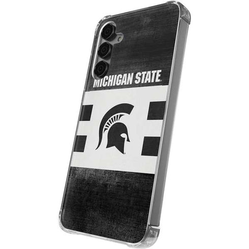 Michigan State University Black and White Stripes Galaxy S24 Plus Clear Case