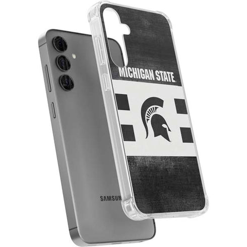 Michigan State University Black and White Stripes Galaxy S24 Plus Clear Case