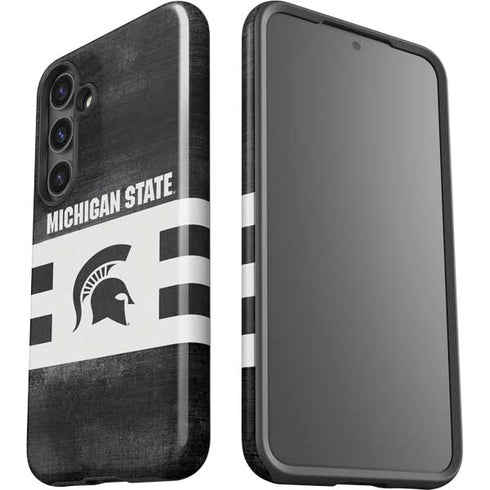 Michigan State University Black and White Stripes Galaxy S24 Plus Impact Case