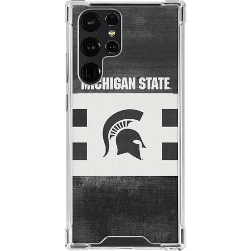 Michigan State University Black and White Stripes Galaxy S24 Ultra Clear Case