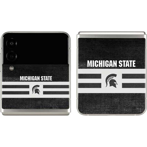 Michigan State University Black and White Stripes Galaxy Z Flip3 5G Skin