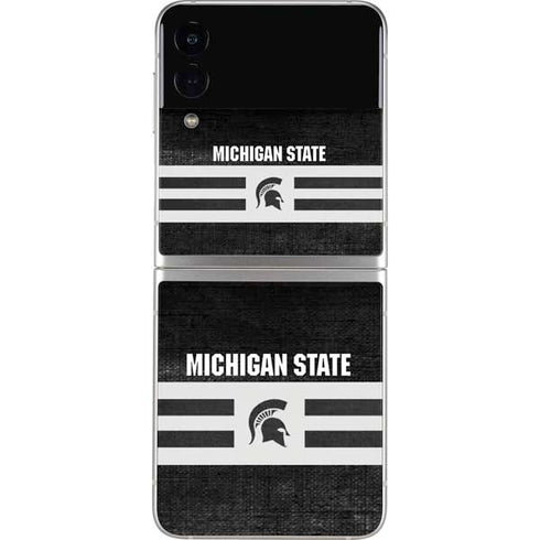 Michigan State University Black and White Stripes Galaxy Z Flip3 5G Skin