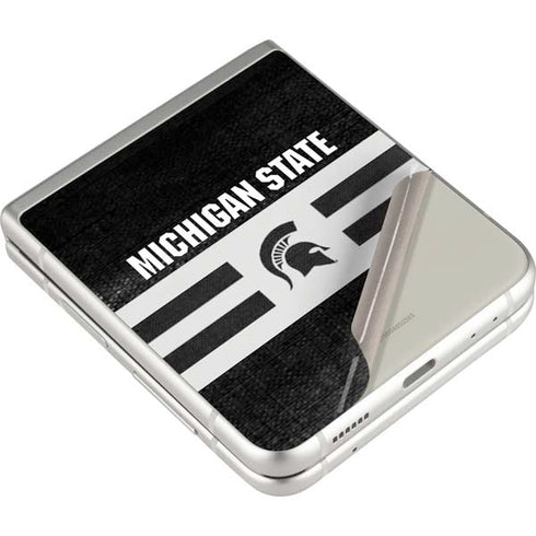 Michigan State University Black and White Stripes Galaxy Z Flip3 5G Skin