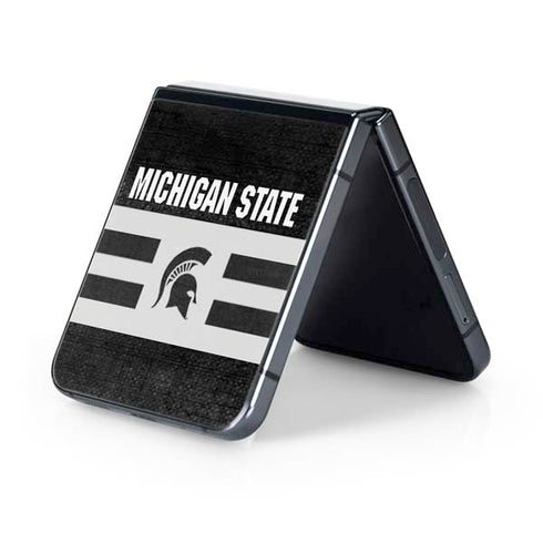 Michigan State University Black and White Stripes Galaxy Z Flip5 5G Skin