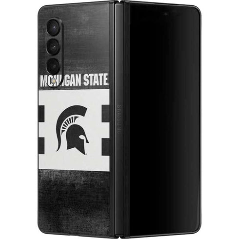 Michigan State University Black and White Stripes Galaxy Z Fold3 5G Skin