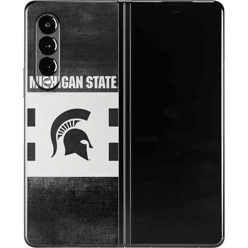 Michigan State University Black and White Stripes Galaxy Z Fold3 5G Skin