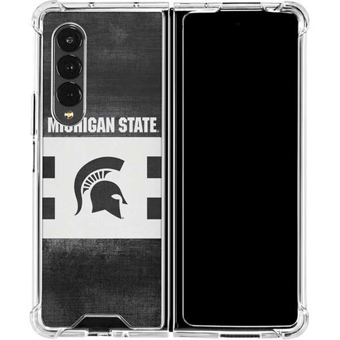 Michigan State University Black and White Stripes Galaxy Z Fold4 5G Clear Case