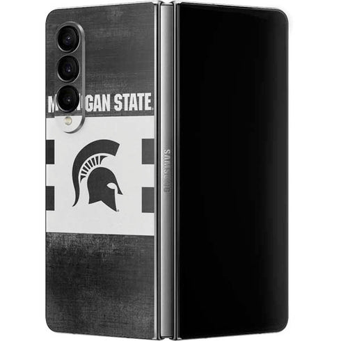 Michigan State University Black and White Stripes Galaxy Z Fold4 5G Skin