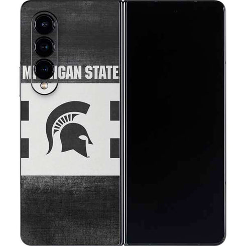Michigan State University Black and White Stripes Galaxy Z Fold4 5G Skin