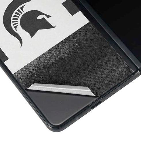 Michigan State University Black and White Stripes Galaxy Z Fold4 5G Skin