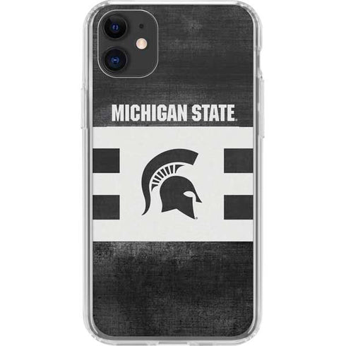 Michigan State University Black and White Stripes iPhone 11 Clear Case