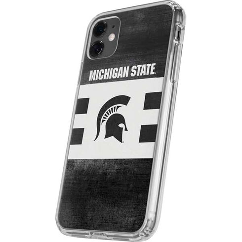 Michigan State University Black and White Stripes iPhone 11 Clear Case