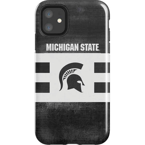 Michigan State University Black and White Stripes iPhone 11 Impact Case