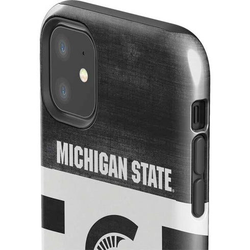 Michigan State University Black and White Stripes iPhone 11 Impact Case