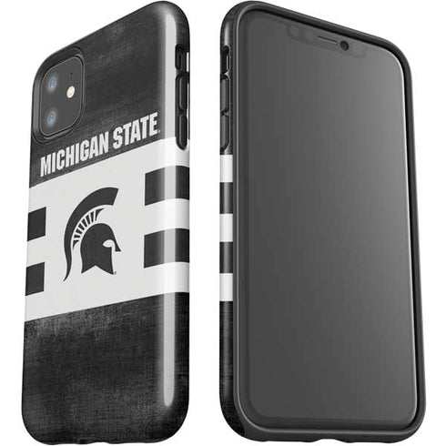Michigan State University Black and White Stripes iPhone 11 Impact Case