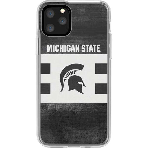 Michigan State University Black and White Stripes iPhone 11 Pro Clear Case