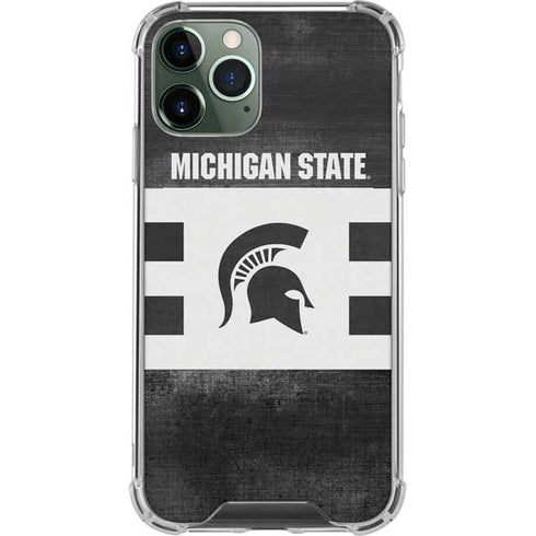 Michigan State University Black and White Stripes iPhone 11 Pro Max Clear Case