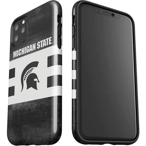 Michigan State University Black and White Stripes iPhone 11 Pro Max Impact Case