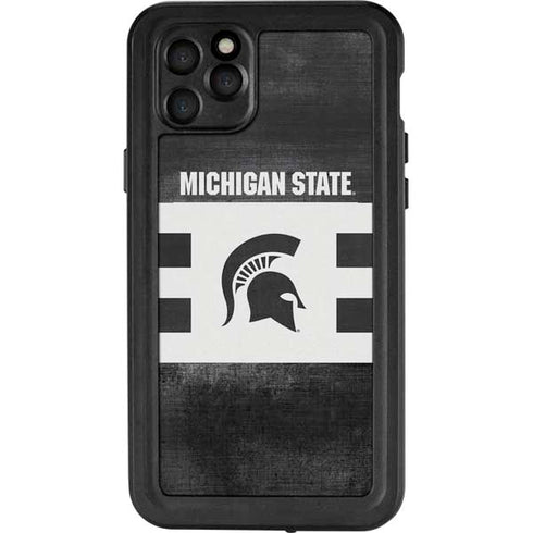 Michigan State University Black and White Stripes iPhone 11 Pro Max Waterproof Case