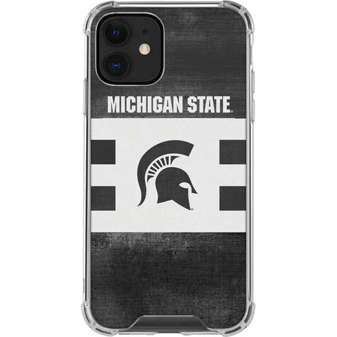 Michigan State University Black and White Stripes iPhone 12 Clear Case