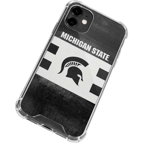 Michigan State University Black and White Stripes iPhone 12 Clear Case