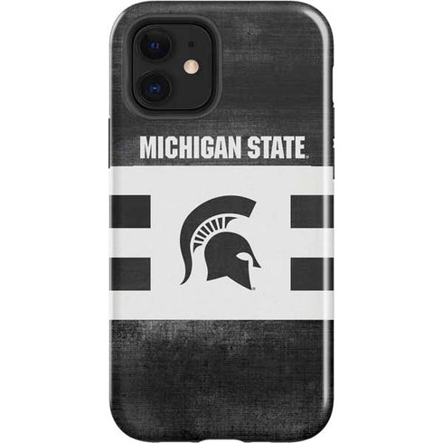 Michigan State University Black and White Stripes iPhone 12 Impact Case